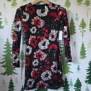 Premier Amour Womens Long Sleeve Sequin Sheath Dress